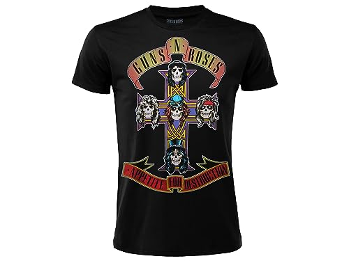 T-Shirt Guns N Roses Appetite for Destruction. Offizielles Hard Rock Band T-Shirt Album Vinyl CD Unisex Herren Damen Schwarz Erwachsene Jungen, Schwarz , XL von CRAZY FOR ROCK