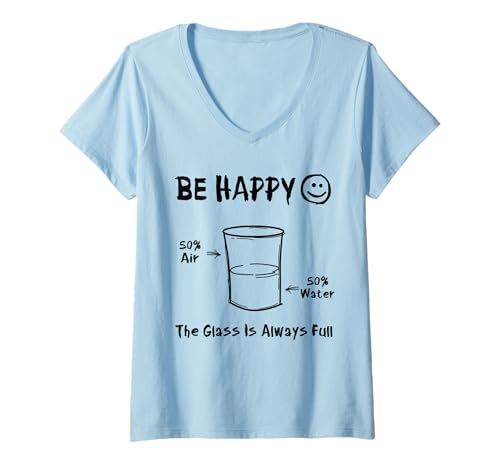 Damen T-Shirt mit Aufschrift Half Full Glass T-Shirt mit V-Ausschnitt Damen T-Shirt mit Aufschrift Half Full Glass T-Shirt mit V-Ausschnitt von Crazy Funny T Shirt Co