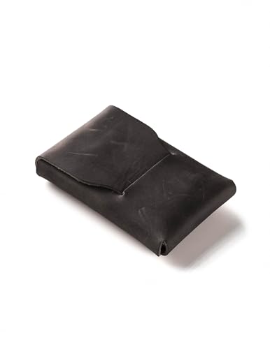 Crazy Horse Craft, Leder Kartenetui Herren, Kartenhalter Damen, Carbon Black Minimalist Slim Wallet von Crazy Horse Craft