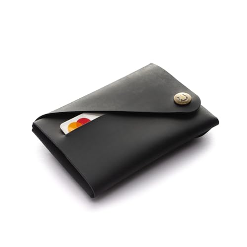 Crazy Horse Craft, Geldbörse Herren Portemonnaie Damen Kartenetui Black Wallet von Crazy Horse Craft