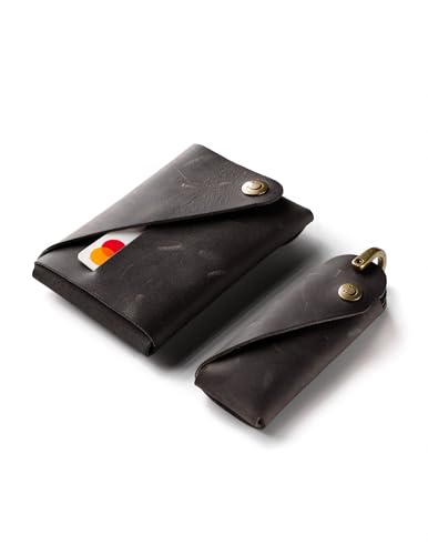 Crazy Horse Craft, Minimalistisches Portemonnaie und Schlüsselanhänger im Paket, Carbon Black Wallet and Small Key Holder Set Crazy Horse Craft, Minimalistisches Portemonnaie und Schlüsselanhänger im Paket, Carbon Black Wallet and Small Key Holder Set von Crazy Horse Craft