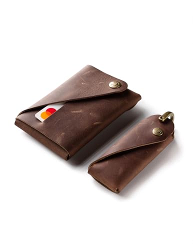 Crazy Horse Craft, Minimalistisches Portemonnaie und Schlüsselanhänger im Paket, Wood Brown Wallet and Large Key Holder Set Crazy Horse Craft, Minimalistisches Portemonnaie und Schlüsselanhänger im Paket, Wood Brown Wallet and Large Key Holder Set von Crazy Horse Craft