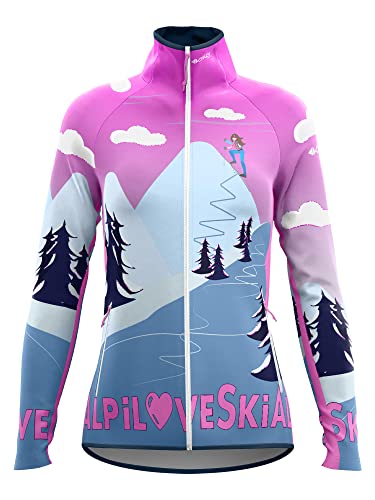 Crazy Idea W Pull Wonder Magic Blau-Pink - Modische warme Damen Fleece Jacke, Größe XL - Farbe I Love Skialp von Crazy Idea