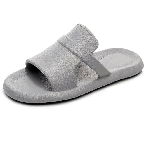 Crazy Lady Hausschuhe für Damen, Duschschuhe, Outdoor, Innenbereich, weich, flach, bequem, Anti-Rutsch-Sandalen, GRAU, 8.5-9.5 von Crazy Lady