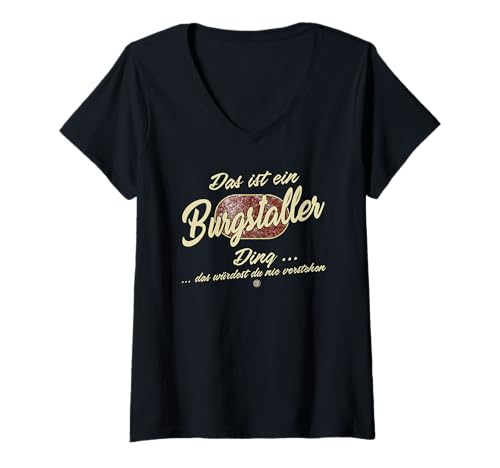 Damen Das ist EIN Burgstaller Ding - Lustiges Familie Burgstaller T-Shirt mit V-Ausschnitt von Crazy Shirt Factory