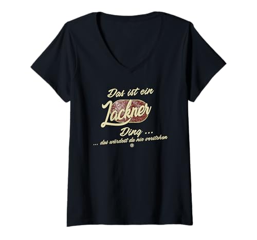 Damen Das ist EIN Lackner Ding - Lustiges Familie Lackner T-Shirt mit V-Ausschnitt von Crazy Shirt Factory