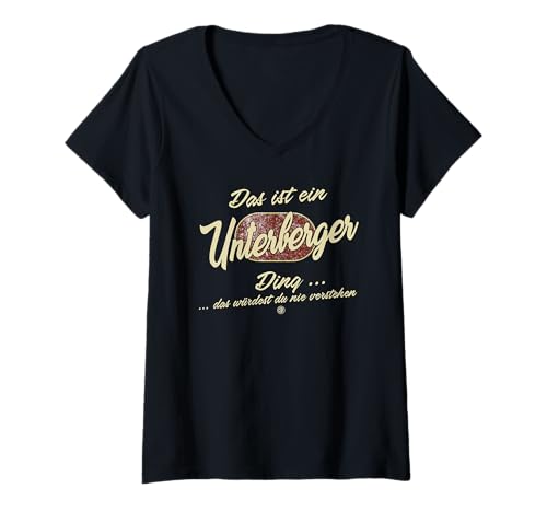 Damen Das ist EIN Unterberger Ding - Lustiges Familie Unterberger T-Shirt mit V-Ausschnitt von Crazy Shirt Factory
