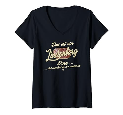 Damen Das ist ein Lindenberg Ding - Lustiges Familie Lindenberg T-Shirt mit V-Ausschnitt von Crazy Shirt Factory