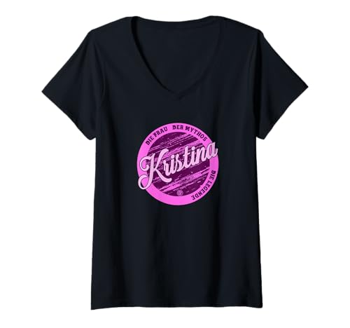 Damen Kristina Die Frau der Mythos die Legende Vornamen T-Shirt mit V-Ausschnitt von Crazy Shirt Factory