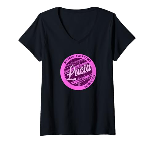 Damen Lucia Die Frau der Mythos die Legende Vornamen T-Shirt mit V-Ausschnitt von Crazy Shirt Factory