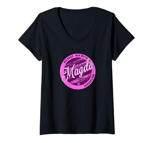 Damen Magda Die Frau der Mythos die Legende Vornamen T-Shirt mit V-Ausschnitt von Crazy Shirt Factory
