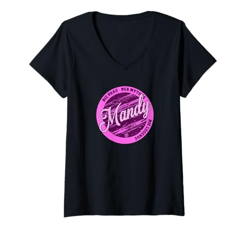 Damen Mandy Die Frau der Mythos die Legende Vornamen T-Shirt mit V-Ausschnitt von Crazy Shirt Factory