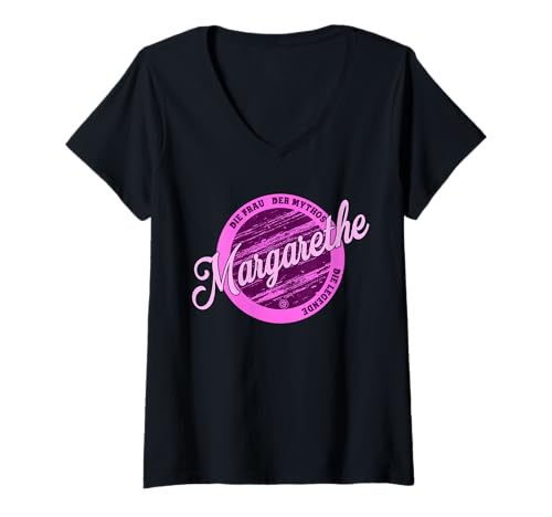 Damen Margarethe Die Frau der Mythos die Legende Vornamen T-Shirt mit V-Ausschnitt von Crazy Shirt Factory