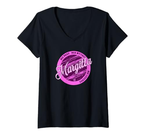 Damen Margitta Die Frau der Mythos die Legende Vornamen T-Shirt mit V-Ausschnitt von Crazy Shirt Factory