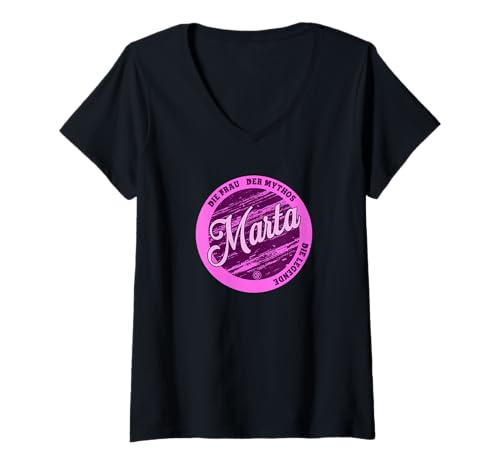 Damen Marta Die Frau der Mythos die Legende Vornamen T-Shirt mit V-Ausschnitt von Crazy Shirt Factory