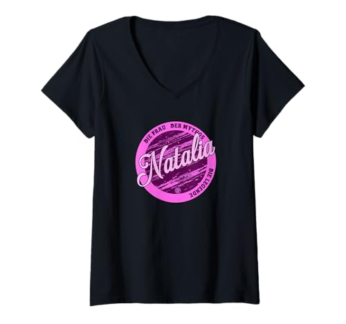 Damen Natalia Die Frau der Mythos die Legende Vornamen T-Shirt mit V-Ausschnitt von Crazy Shirt Factory