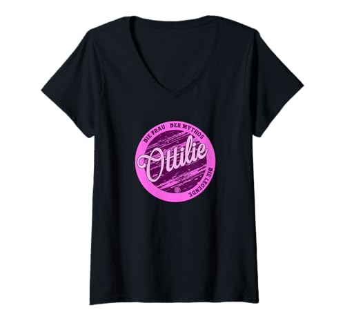 Damen Ottilie Die Frau der Mythos die Legende Vornamen T-Shirt mit V-Ausschnitt von Crazy Shirt Factory
