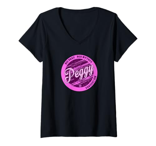 Damen Peggy Die Frau der Mythos die Legende Vornamen T-Shirt mit V-Ausschnitt von Crazy Shirt Factory