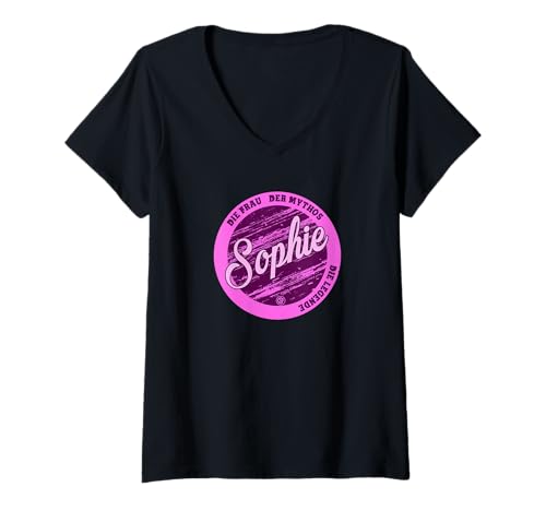 Damen Sophie Die Frau der Mythos die Legende Vornamen T-Shirt mit V-Ausschnitt von Crazy Shirt Factory