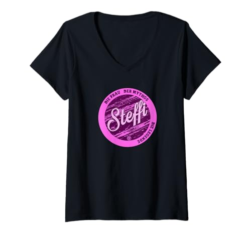 Damen Steffi Die Frau der Mythos die Legende Vornamen T-Shirt mit V-Ausschnitt von Crazy Shirt Factory