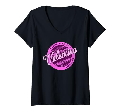 Damen Valentina Die Frau der Mythos die Legende Vornamen T-Shirt mit V-Ausschnitt von Crazy Shirt Factory