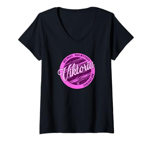 Damen Viktoria Die Frau der Mythos die Legende Vornamen T-Shirt mit V-Ausschnitt von Crazy Shirt Factory
