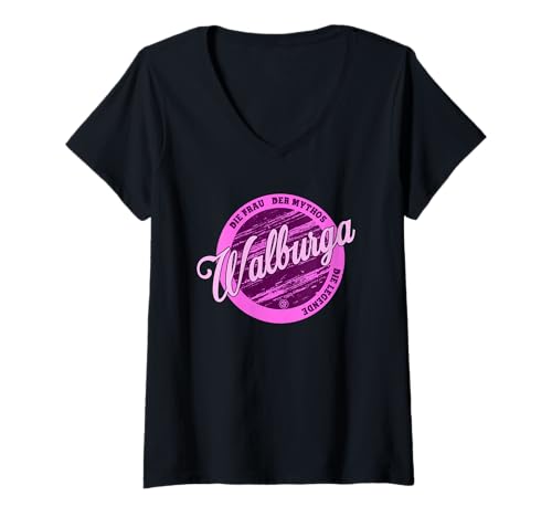 Damen Walburga Die Frau der Mythos die Legende Vornamen T-Shirt mit V-Ausschnitt von Crazy Shirt Factory