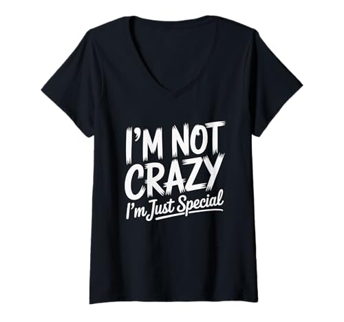 Damen Crazy Special Funny Quote Bold Brush and Script T-Shirt mit V-Ausschnitt Damen Crazy Special Funny Quote Bold Brush and Script T-Shirt mit V-Ausschnitt von Crazy Special Funny Quote Brush Cursive Bold Tees