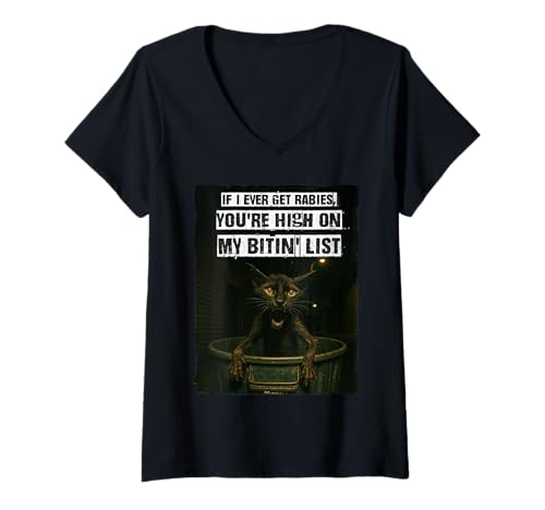 Damen Wenn ich jemals Tollwut Kriege, stehst du ganz Oben auf meiner Liste Lustig T-Shirt mit V-Ausschnitt Damen Wenn ich jemals Tollwut Kriege, stehst du ganz Oben auf meiner Liste Lustig T-Shirt mit V-Ausschnitt von Crazy Stray Cat
