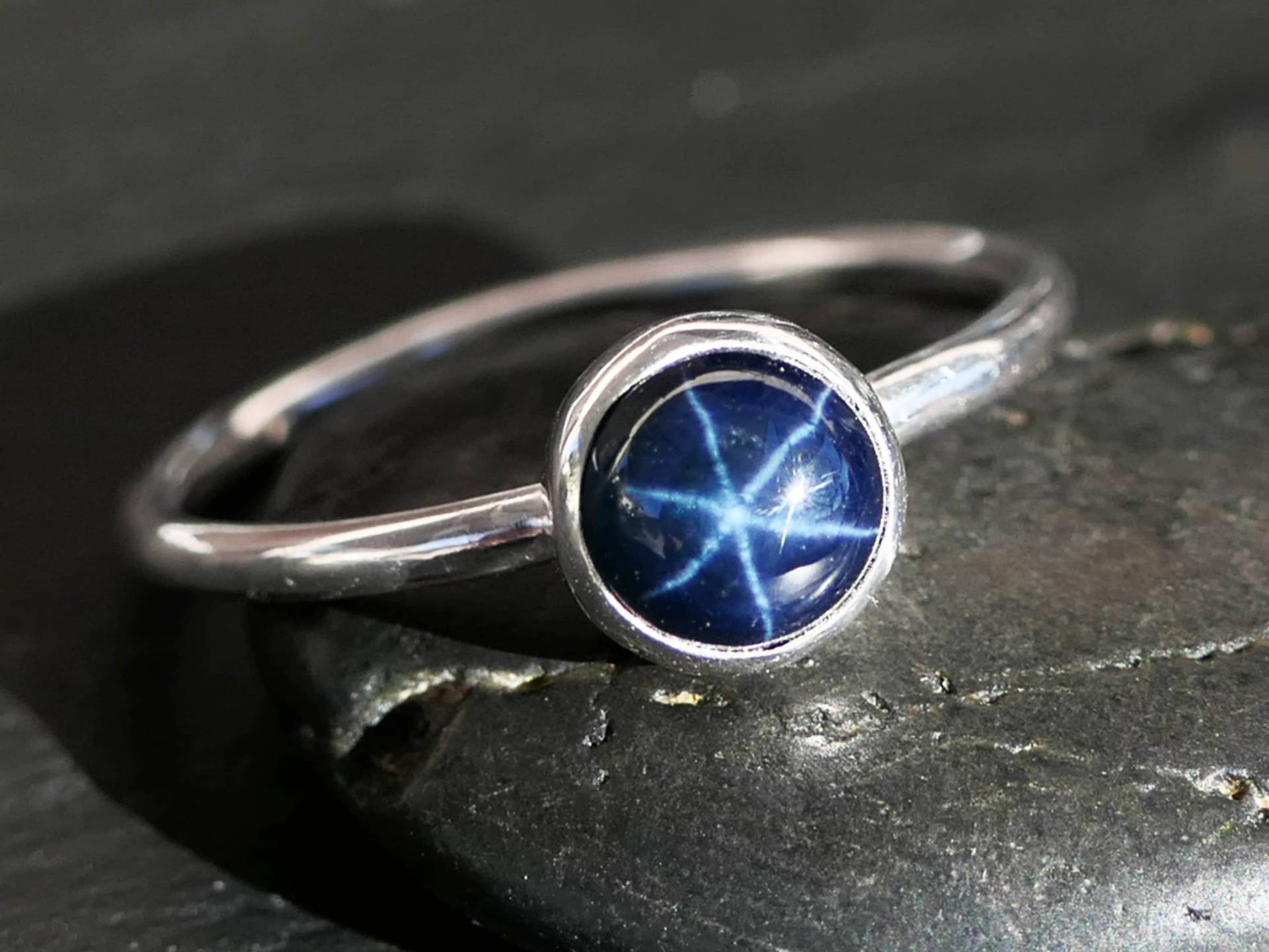 sternsaphir-Ring, Blauer Damen-Verlobungsring Silber, Saphir-Verlobungsring, Saphir-Jubiläumsgeschenk Für Frauen von CrazyAssJD