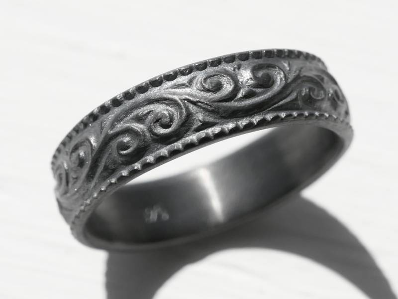 Oxidierter Sterling Silber Eternity Ring Swirl Muster Ehering von CrazyAssJD