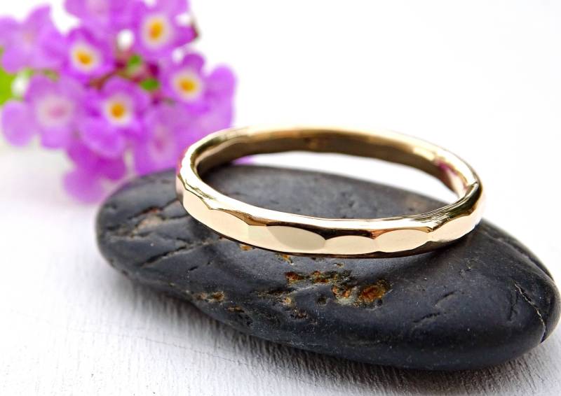 14K Solid Gold Facettierte Ehering Unisex Versprechen Ring von CrazyAssJewelry