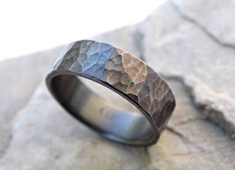 Gehämmerter Herrenring Aus Sterlingsilber Handgemachter Ehering von CrazyAssJewelry