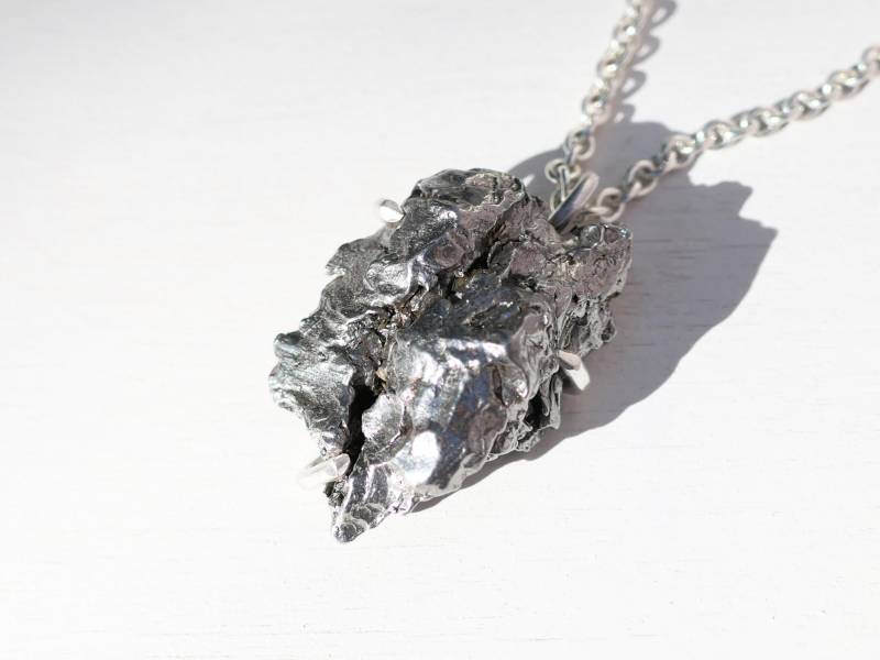 Großer Eisen Meteorit Anhänger Sterling Silber Herren Halskette von CrazyAssJewelry