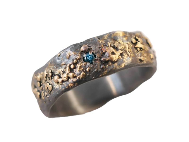 Handgemachte Gold & Schwarz Sterling Silber Edelstein Ring von CrazyAssJewelry