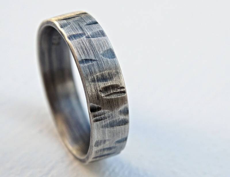 Oxidierte Sterling Silber Birkenrinde Ring - Natur Ehering von CrazyAssJewelry