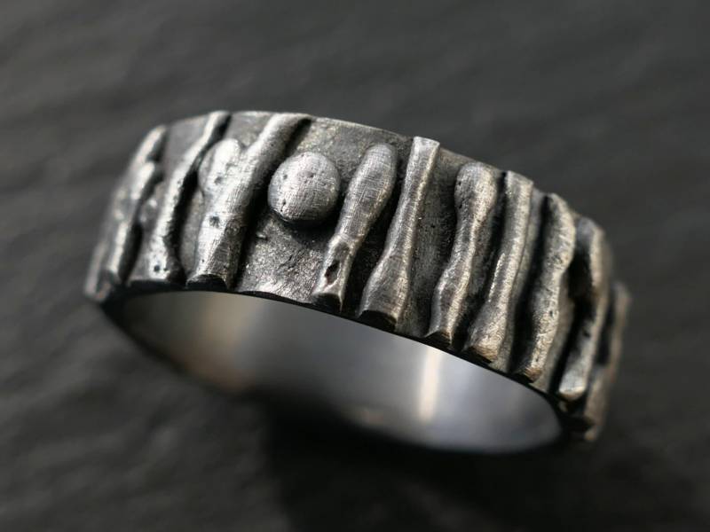Rustikaler Baumrindenring Aus Sterlingsilber von CrazyAssJewelry