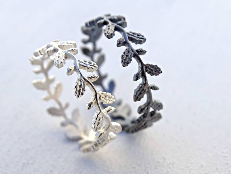 Zierlicher Sterling Silber Eichenblatt Ring Filigraner Ehering von CrazyAssJewelry