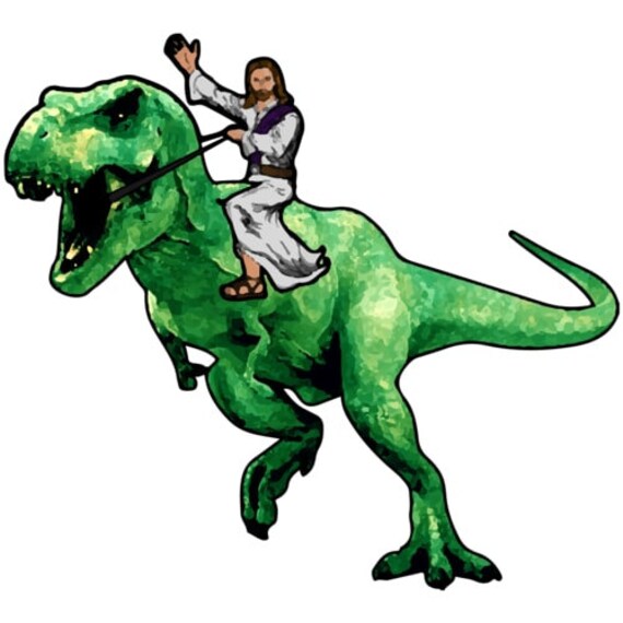 Jesus Reitet Einen Dinosaurier-T-Shirt von CrazyAwesomeTees