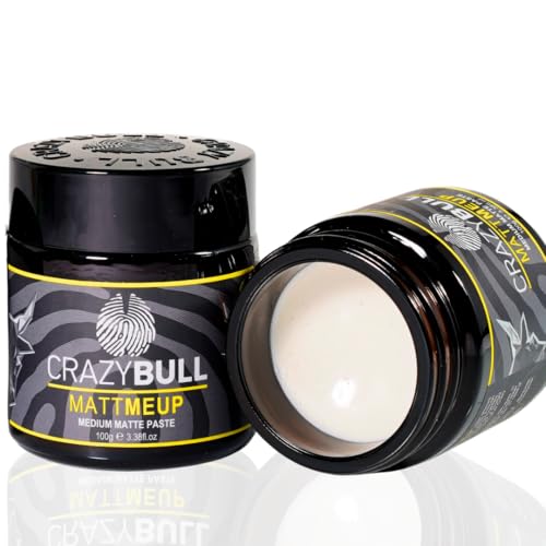 CRAZY BULL Matte Me Up 100ml – Texturierende Stylingpaste mit mittlerem Halt, ohne Alkohol oder Öl, definierter Style den ganzen Tag, mattes Wachs für trockenes oder feuchtes Haar von CrazyBull
