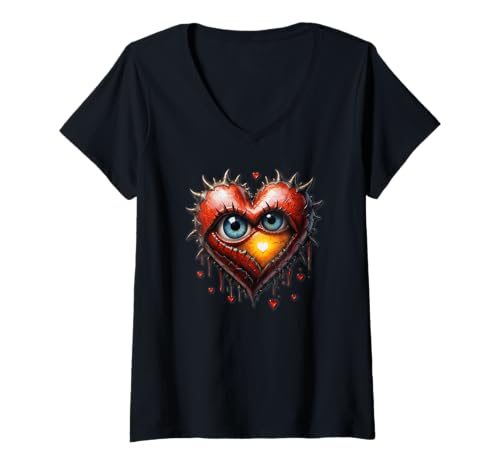Damen Spiky Heart T-Shirt mit V-Ausschnitt Damen Spiky Heart T-Shirt mit V-Ausschnitt von CrazyPhoton