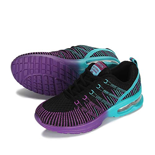 CrazycatZ Mesh Bunte Sneaker, Damen Sneaker Straßenlaufschuhe Leichte Turnschuhe Bequem Laufschuhe Sportschuhe (Purple, Numeric_39) von CrazycatZ