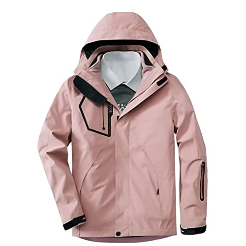 CrazycatZ wasserdichte Berg-Skijacke Winddichte Fleece Outdoor-Winterjacke mit Kapuze (Pink, 36) von CrazycatZ