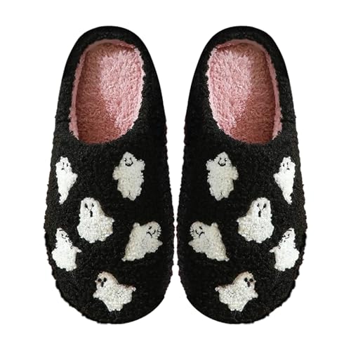 Crazycos Fluffy Slippers For Women Men Soft Plush Warm Spooky Ghost Slippers for Men and Women (Gespenst, Erwachsene, 43, Numerisch, EU Schuhgrößensystem, X-Weit) von Crazycos