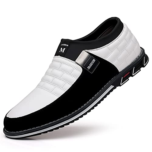 Crazynekos Herren Freizeitschuhe Slip on Loafers Bequeme Leichte Wanderschuhe für Herren Größe 38-52, weiß, 47 1/3 EU von Crazynekos