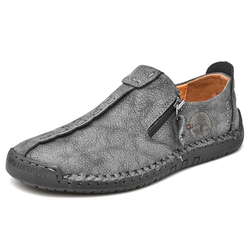 Crazynekos Herren Freizeitschuhe Slip-on Weiche Loafers Bequeme Leichte Atmungsaktive Wanderschuhe für Herren, grau, 38 2/3 EU von Crazynekos