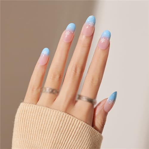 Künstliche Fingernägel für Damen und Mädchen, Blau / Rosa, 24 Stück von Crazynekos