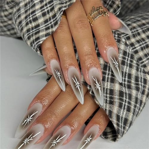 Künstliche Stiletto-Stiletto-Nägel zum Aufdrücken, lange Nagelspitzen, Nagelkunst, Dekoration für Frauen und Mädchen, Maniküre, 24 Stück von Crazynekos