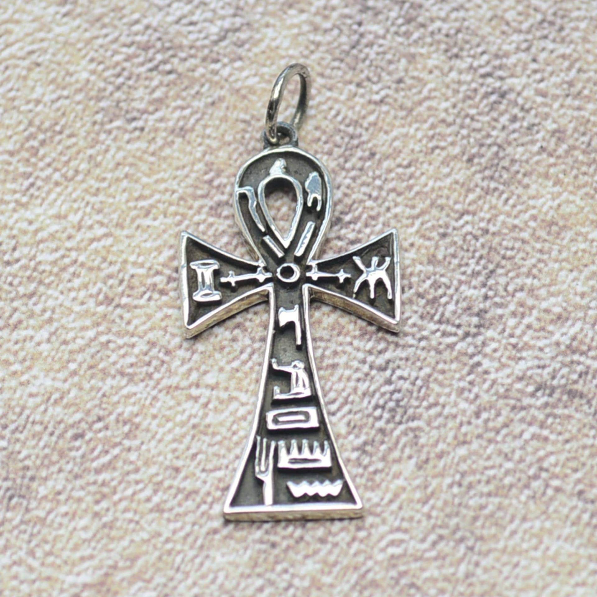 Ankh Henkelreuz Amulett 925 Silber Anhänger von Crazysteelhouse