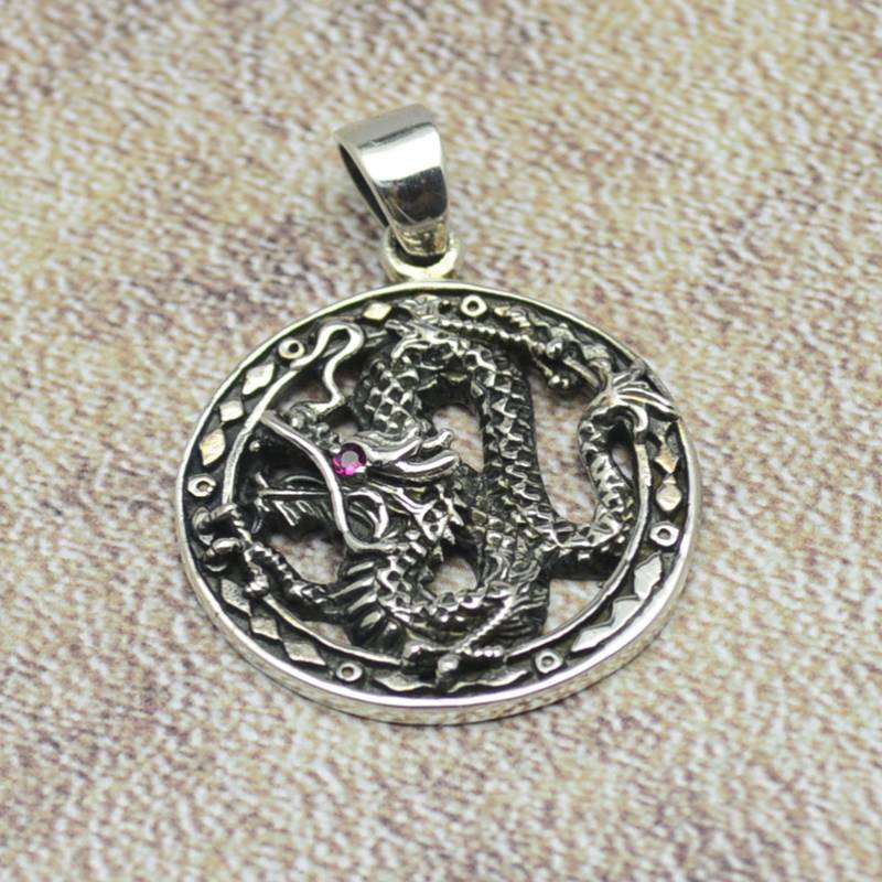 Drache Glücksdrache 925 Silber Anhänger von Crazysteelhouse